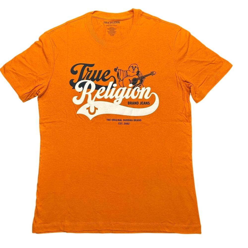True Religion Mens Autumn Maple Orange Old Skool Buddha Graphic T-Shirt 700042 M